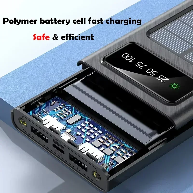 Banco de energía solar Xiaomi 200000 Batería de carga rápida móvil de gran capacidad mAh con cables USB 4 duales para iPhone Samsung/Free Envio a Cuba 15-21 dias - Image 5
