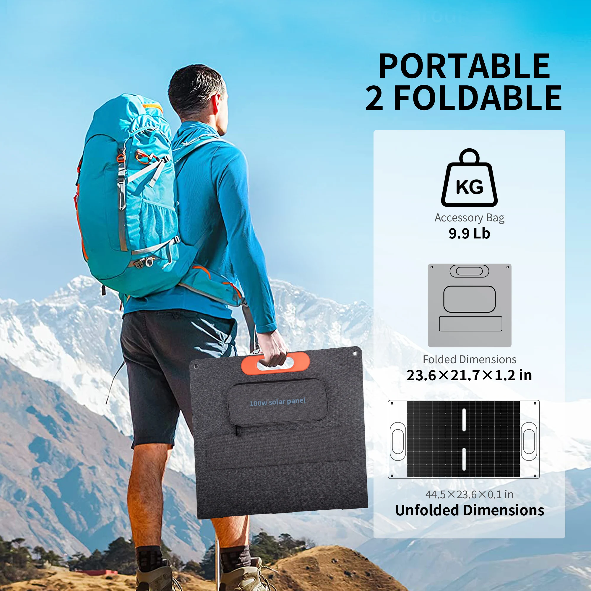 Panel Solar Portátil de 100W para Generador de Estación de Energía, Cargador de Panel Solar Plegable de 100 Vatios con Salida MC4, para Acampar al Aire Libre/Free Envio a Cuba 15-21 dias - Image 5