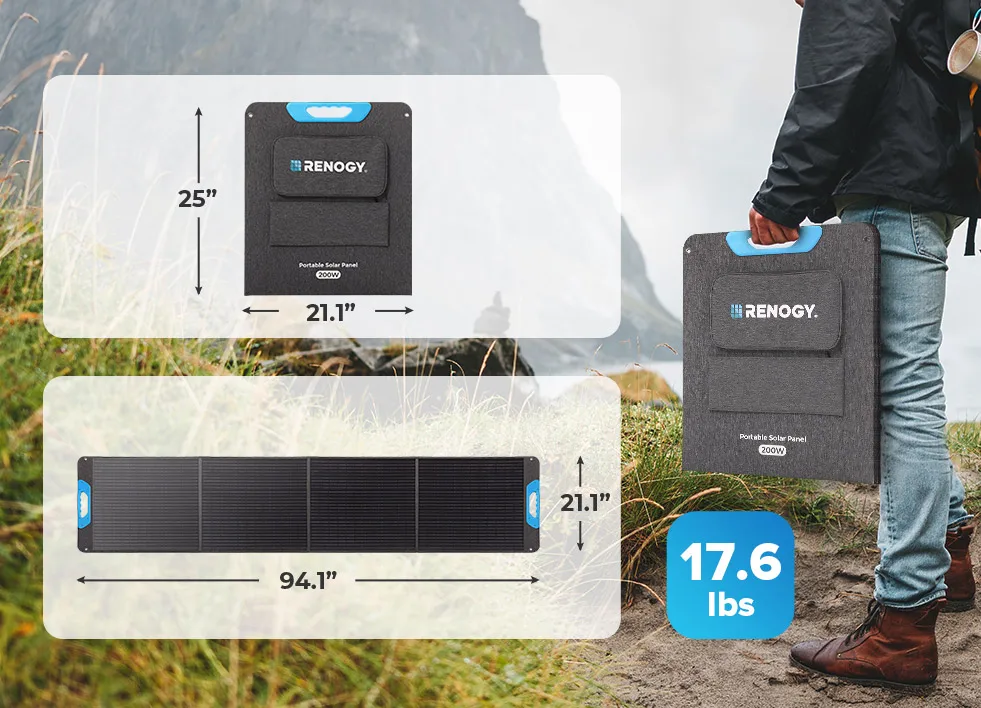 Renogy-Panel Solar portátil de 200W, Panel Solar plegable impermeable IP65, respaldo de energía, cargador Solar para estación de energía, RV, Camping/Free Envio a Cuba 15-21 dias - Image 8