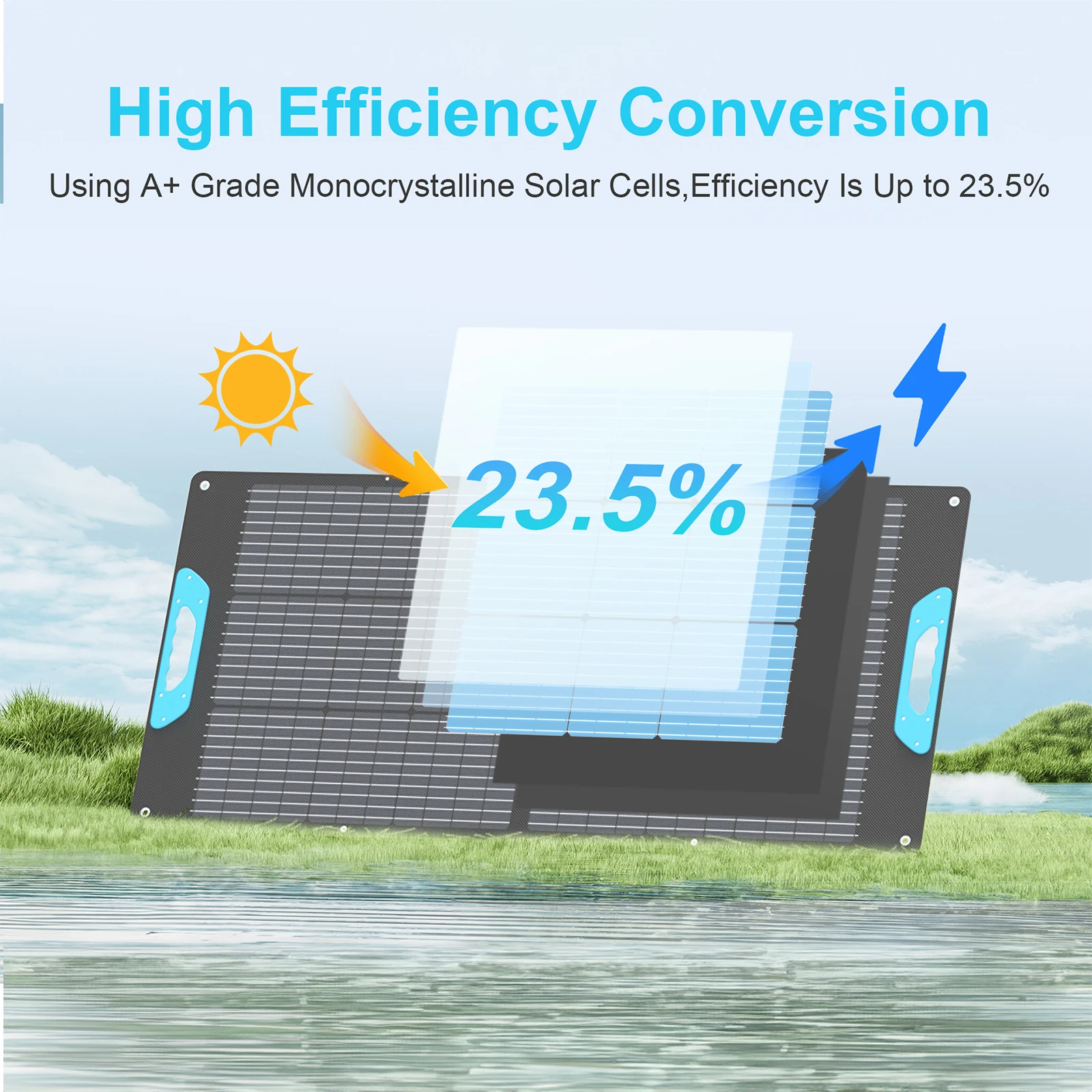 Panel solar portátil E-POWO 100W/200W, respaldo de energía de panel solar plegable impermeable IP67, cargador solar para central eléctrica RV/Free Envio a Cuba 15-21 dias - Image 5