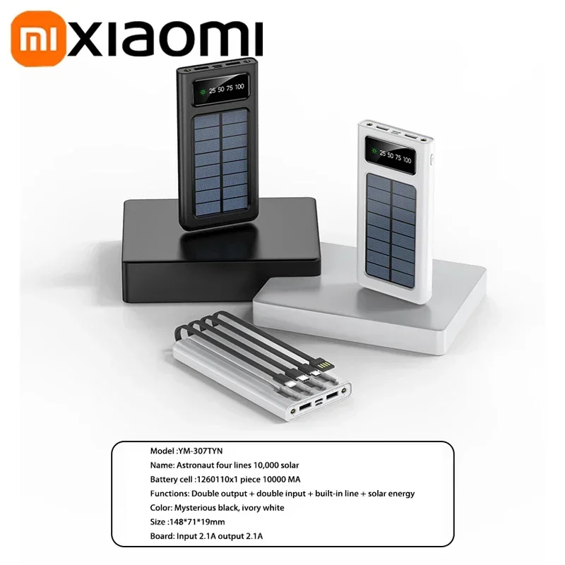 Banco de energía solar Xiaomi 200000 Batería de carga rápida móvil de gran capacidad mAh con cables USB 4 duales para iPhone Samsung/Free Envio a Cuba 15-21 dias - Image 6