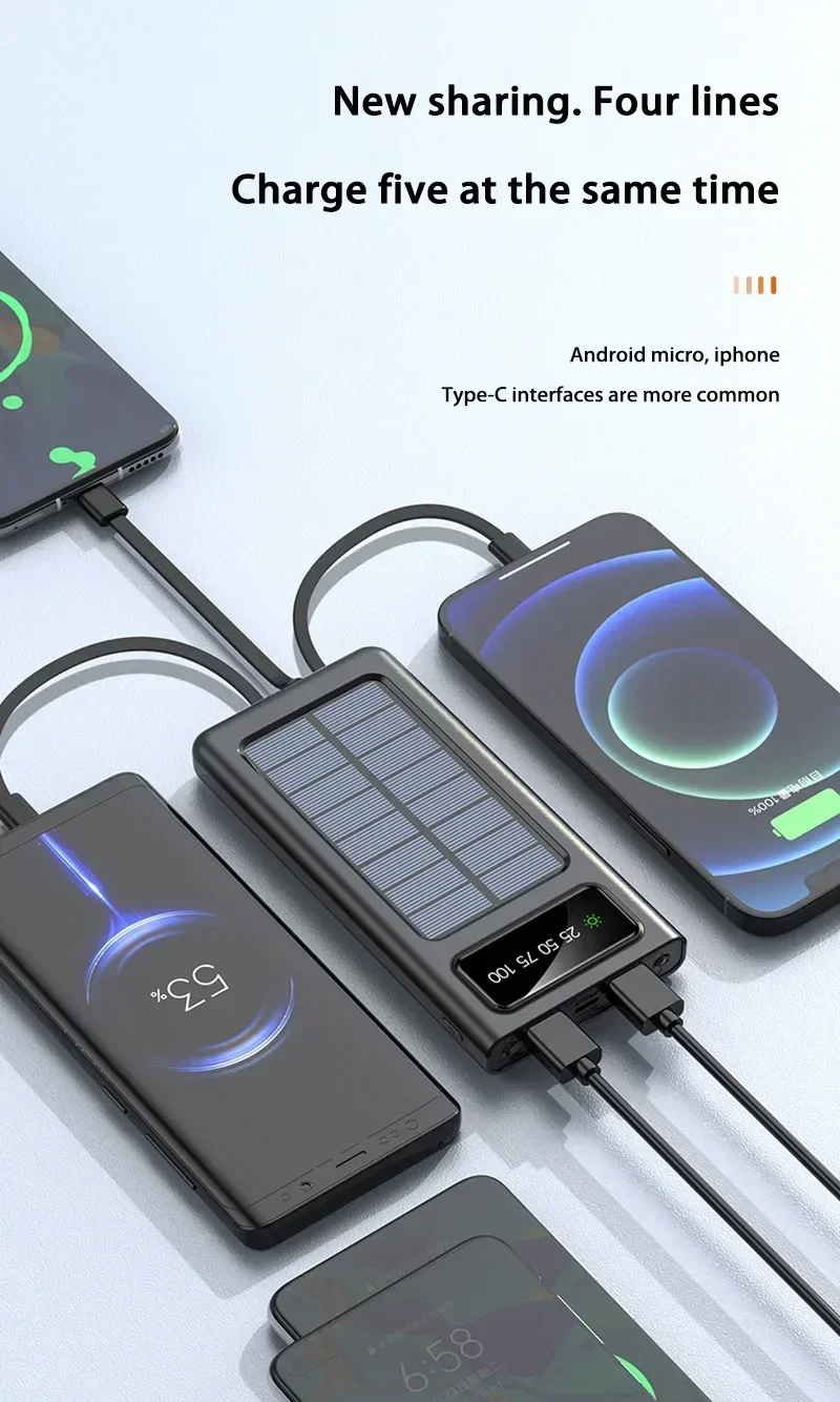 Banco de energía solar Xiaomi 200000 Batería de carga rápida móvil de gran capacidad mAh con cables USB 4 duales para iPhone Samsung/Free Envio a Cuba 15-21 dias - Image 19