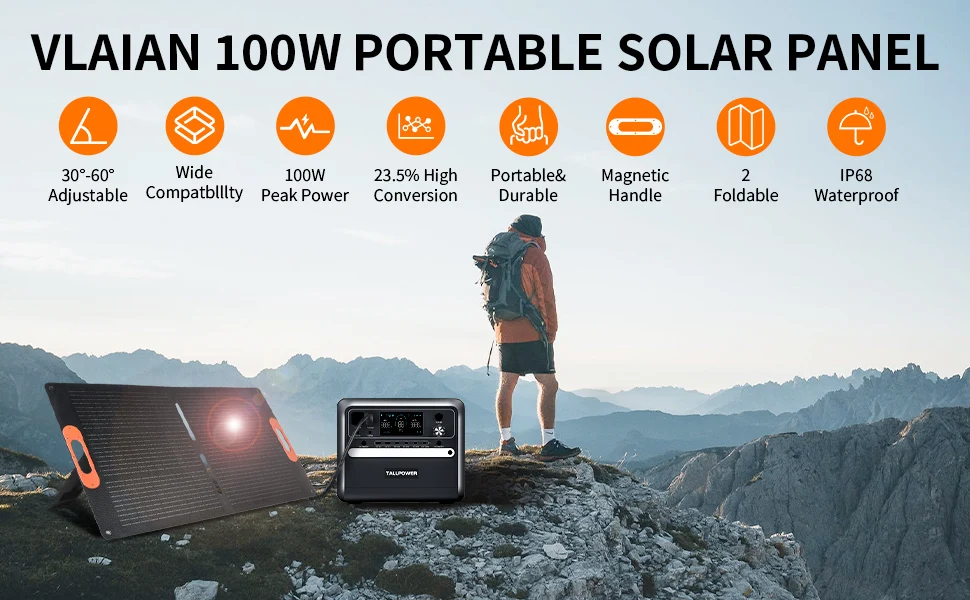 Panel Solar Portátil de 100W para Generador de Estación de Energía, Cargador de Panel Solar Plegable de 100 Vatios con Salida MC4, para Acampar al Aire Libre/Free Envio a Cuba 15-21 dias - Image 7